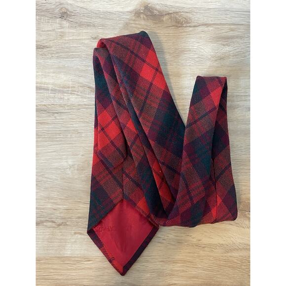 VTG Lochcarron Scotland Tie "Thomson Tartan" Red Plaid 100% Wool Plaid Holiday - Picture 2 of 7
